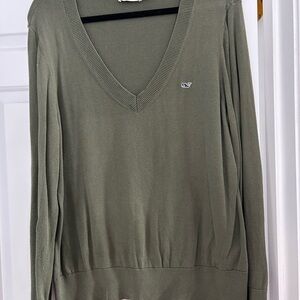 Vineyard Vines Olive V-Neck Sweater
